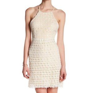 {Rarely Worn} White + Cream High Neck Crochet Dress
